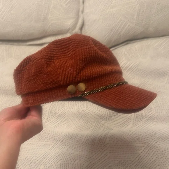 Corduroy Newsboy Cap in Rust - Picture 2 of 6